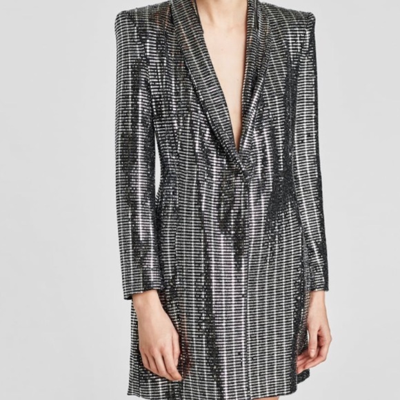 zara sparkly blazer dress